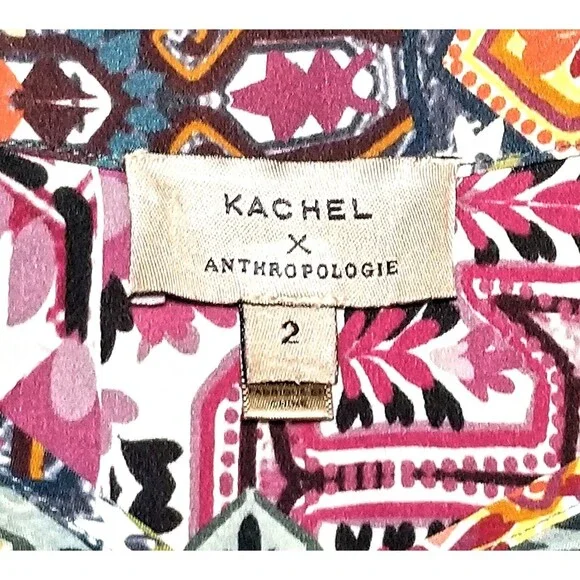 KACHEL X ANTHROPOLOGIE Ambrosia Peasant Blouse Sz 2 Multicolor Pullover Boho - Picture 3 of 9